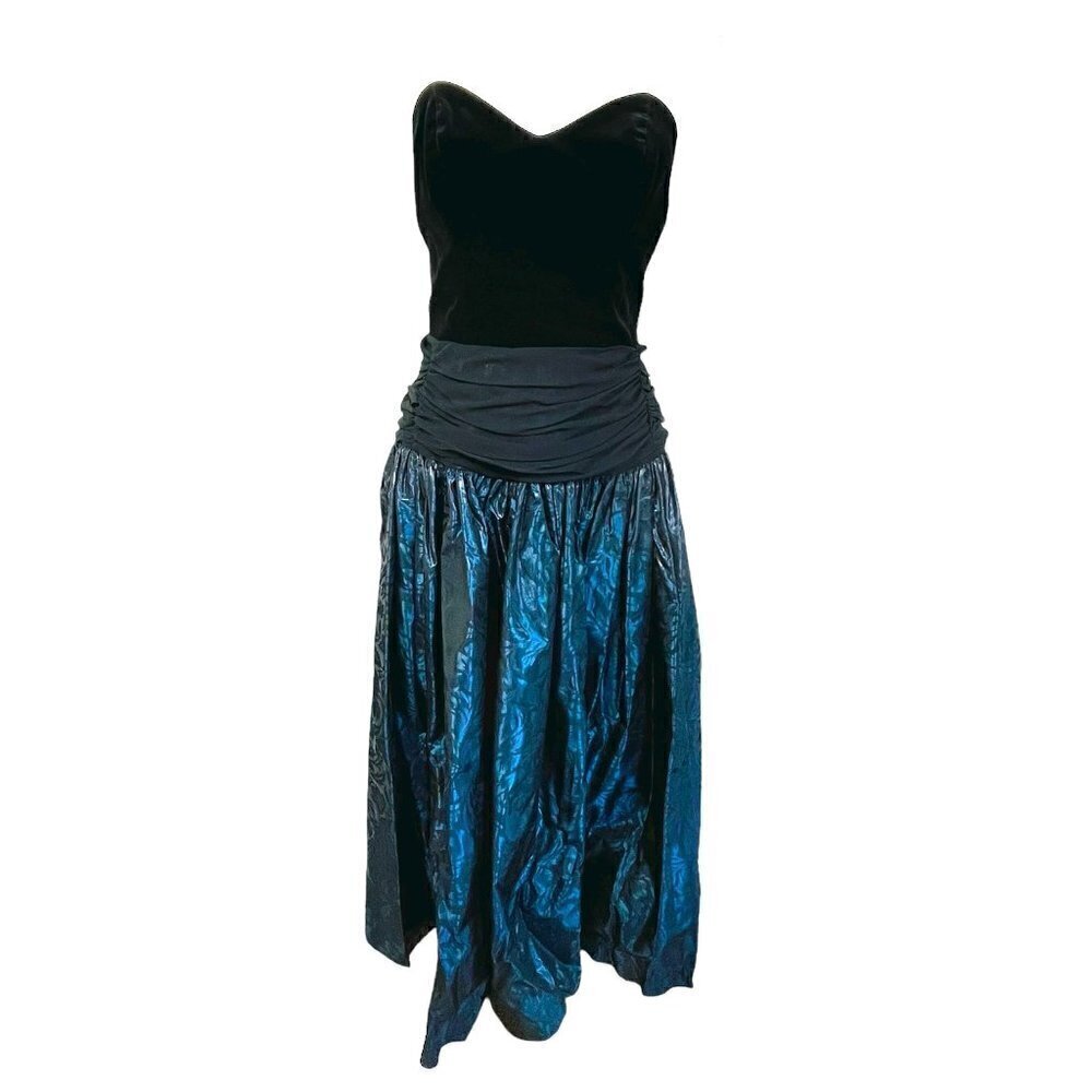 Laura Ashley Vintage Formal Evening Gown Velvet & Taffeta Small/Medium
